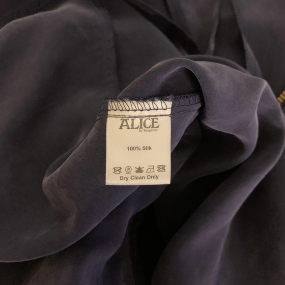 ALICE BY TEMPERLY Navy Blue Alva Silk Mini Shirt Dress - Picture 14 of 16